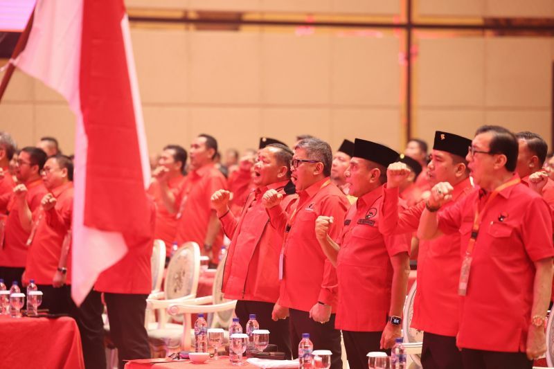 Rapat Kerja Daerah Khusus (Rakerdasus) PDI Perjuangan (PDIP) Pemenangan Pilkada Sumatera Utara Tahun 2024 di Kota Medan, Minggu (6/10/2024). (ANTARA/HO-PDIP)