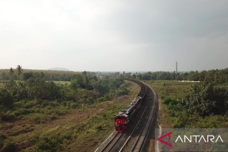 Kereta Api Babaranjang mengangkut batu bara. (ANTARA/HO/KAI)