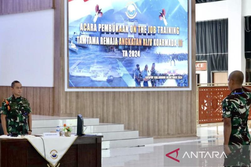 Komando Armada III di Markas Komando Koarmada III, Sorong, Papua Barat Daya, Rabu (9/10/2024), membuka program pemagangan untuk 99 prajurit tamtama remaja baru untuk menjadi pengawak KRI atapun pasukan pertahanan pangkalan (pendirat) di lingkungan Koarmada III TNI AL. ANTARA/HO-Dinas Penerangan Koarmada III TNI AL.