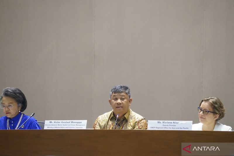 Director general of marine and marine space management at the Ministry of Marine Affairs and Fisheries, Victor Gustaaf Manoppo (center). (ANTARA/HO-Ministry of Marine Affairs and Fisheries)
