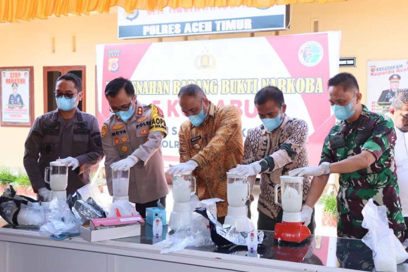 Polres Aceh Timur Musnahkan 5,9 Kg Sabu untuk Tingkatkan Keamanan