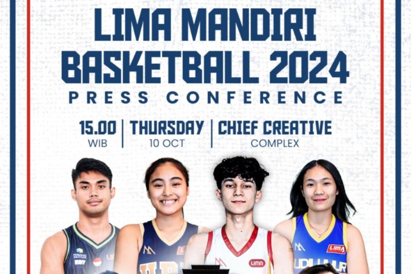 Gambar poster promosi kompetisi basket Liga Mahasiswa (Lima) Mandiri Basketball 2024 siap digelar di empat provinsi di Indonesia menggunakan format baru dua divisi untuk tim putra. (HO-Dok. Penyelenggara Liga Mahasiswa (Lima))