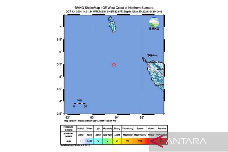 Gempa 5,8 Magnitudo di Aceh, BMKG Pastikan Tidak Ada Tsunami