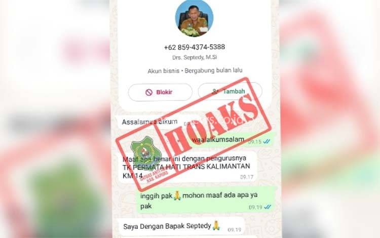 Waspada, Akun WA Palsu Catut Nama Sekda Kapuas
