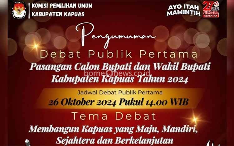 Debat Pertama Paslon di Pilkada Kapuas Digelar 26 Oktober