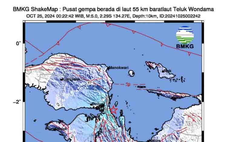 Teluk Wondama Diguncang Gempa Magnitudo 5,0