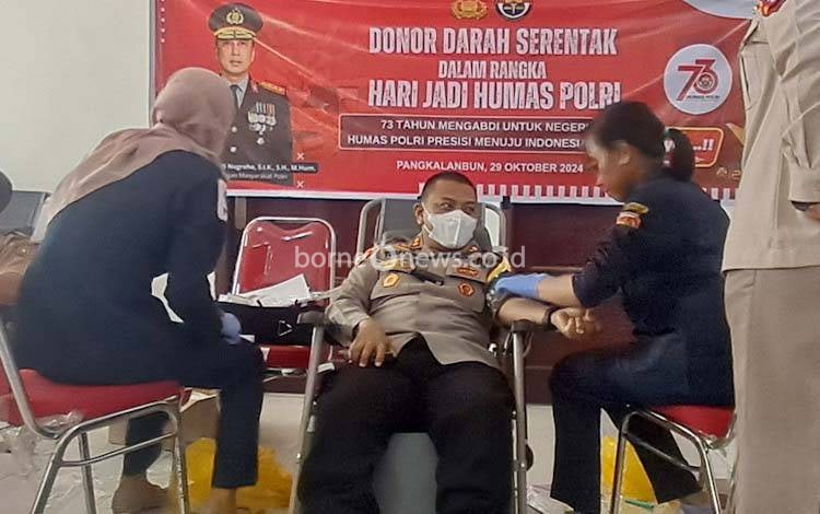 Momen HUT ke 73 Humas Polri, Polres Kobar dan PWI Menggelar Donor Darah