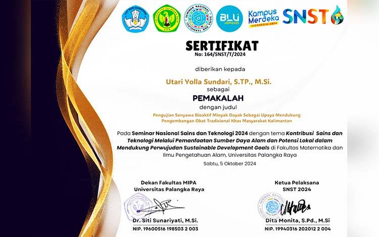 Upaya Mendukung Potensi Pengobatan Tradisional, Dosen UPR Teliti Kandungan Minyak Urut Khas Dayak