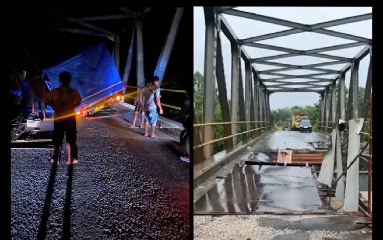 Jembatan Sei Ripi Berlubang hingga Bikin Truk Terjebak
