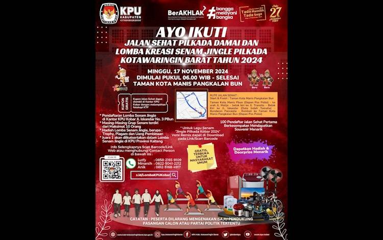 KPU Kobar Gelar Jalan Sehat dan Lomba Kreasi Senam Pilkada 2024