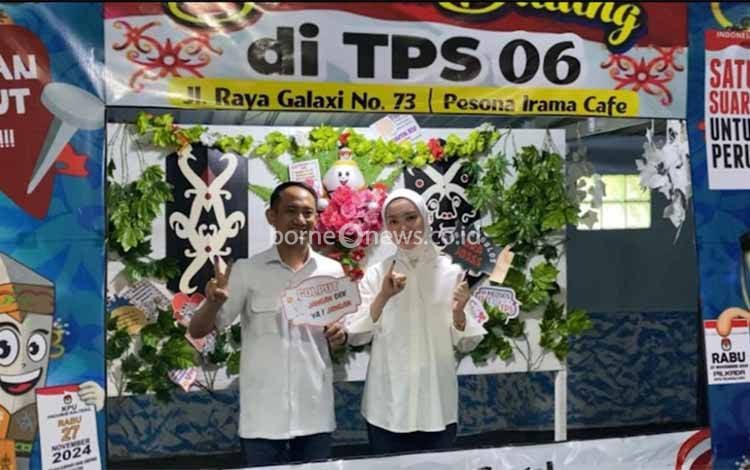 Fairid Naparin Coblos Bersama Istri di TPS 006 Palangka Raya