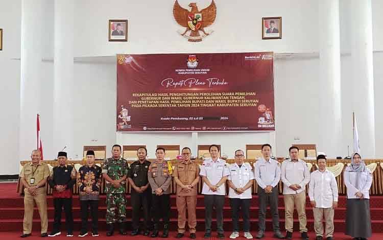 KPU Kabupaten Seruyan Gelar Rapat Pleno Terbuka Rekapitulasi Hasil Pilkada Serentak 2024