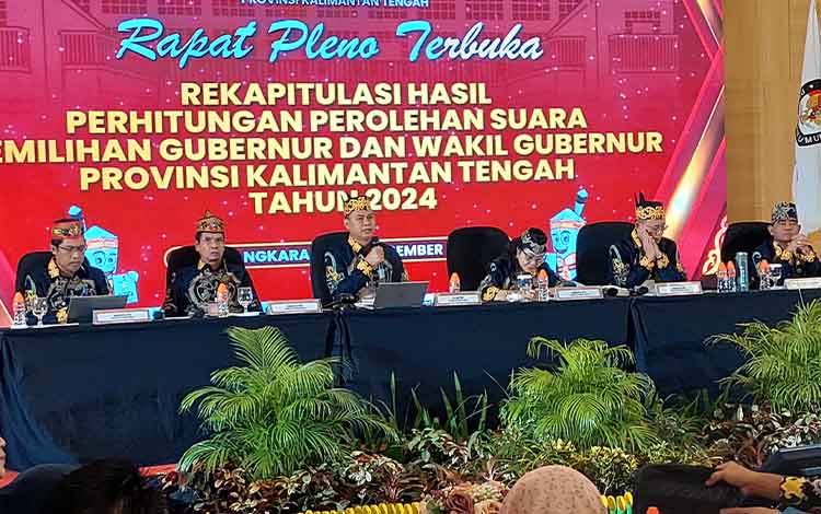 KPU Kalteng Gelar Pleno Terbuka Rekapitulasi Gubernur dan Wakil Gubenur Kalteng