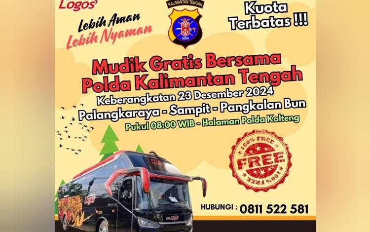 Polda Kalteng Fasilitasi Mudik Gratis Jelang Natal dan Tahun Baru 2025