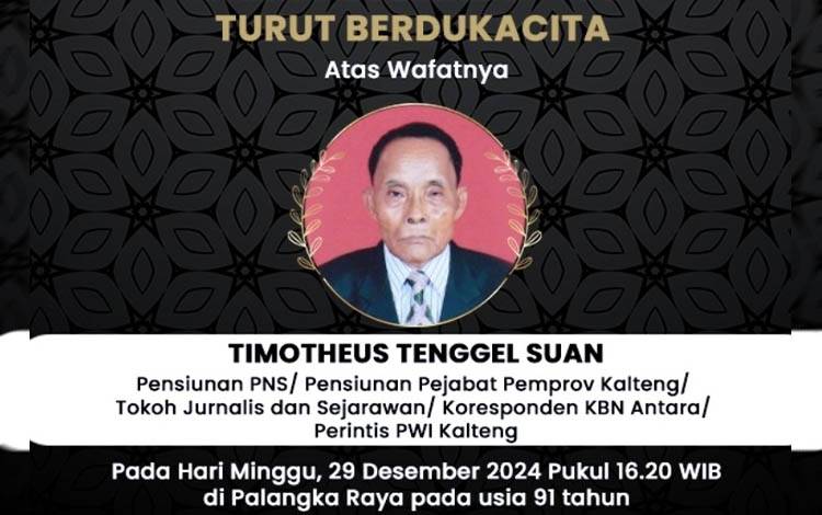 Kalteng Berduka, Tokoh Pers TT Suan Wafat di Usia 91 Tahun
