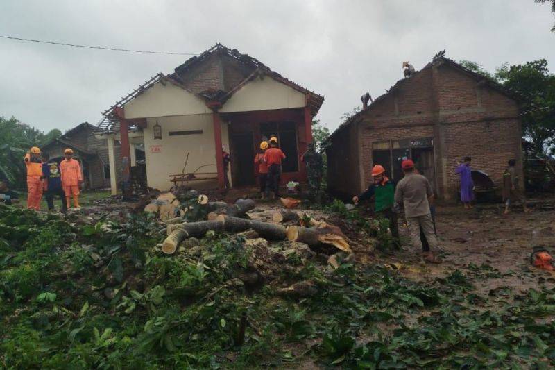 Tim BPBD Jepara bersama relawan dan masyarakat membantu memperbaiki rumah warga yang rusak serta melakukan evakuasi pohon tumbang, Minggu (29/12/2024). ANTARA/HO-BPBD Jepara
