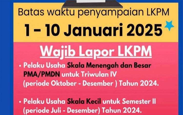 Pelaku Usaha di Palangka Raya Diminta Segera Laporkan LKPM