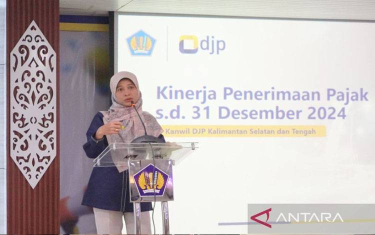 Kepala Kanwil DJP Kalselteng Syamsinar saat acara media gathering di Banjamasin, Rabu (8/1/2025). (ANTARA/Firman)