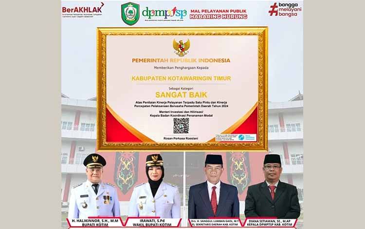 Pemkab Kotawaringin Timur Raih Predikat Sangat Baik dalam Pelayanan Perizinan