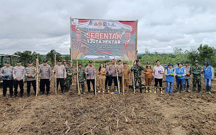Forkopimcam Hadiri Penanaman Jagung Serentak 1 Juta Hektare di Desa Bentot Barito Timur