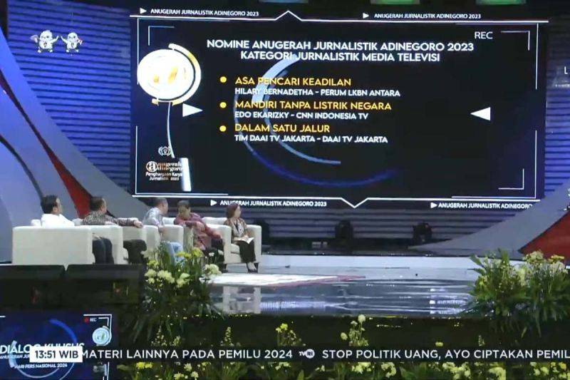 Tangkapan layar pengumuman Anugerah Adinegoro di Stasiun TVRI Nasional. ANTARA