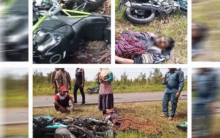 Sejumlah foto terkait lakalantas di Jalan Tjilik Riwut Km 15 (Kasongan - Palangkaraya) Desa Luwuk Kanan, Kecamatan Tasik Payawan, Kabupaten Katingan, Provinsi Kalimantan Tengah yang melibatkan motor gede atau moge viral di media sosial, Kamis, 13 Februari 2025.