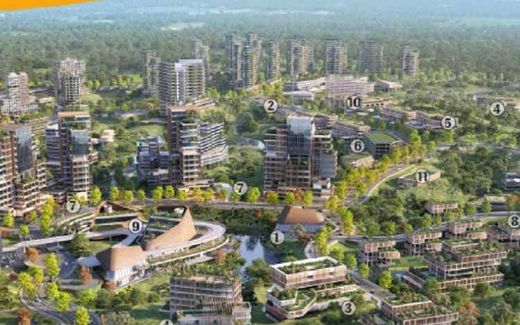 Desain area diplomatic compound di Ibu Kota Nusantara (IKN), Kalimantan Timur. (ANTARA/HO - OIKN)