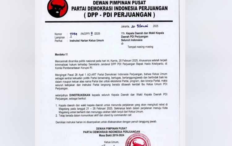 PDI Perjuangan Kalteng Satu Komando Terkait Instruksi Ketua Umum DPP