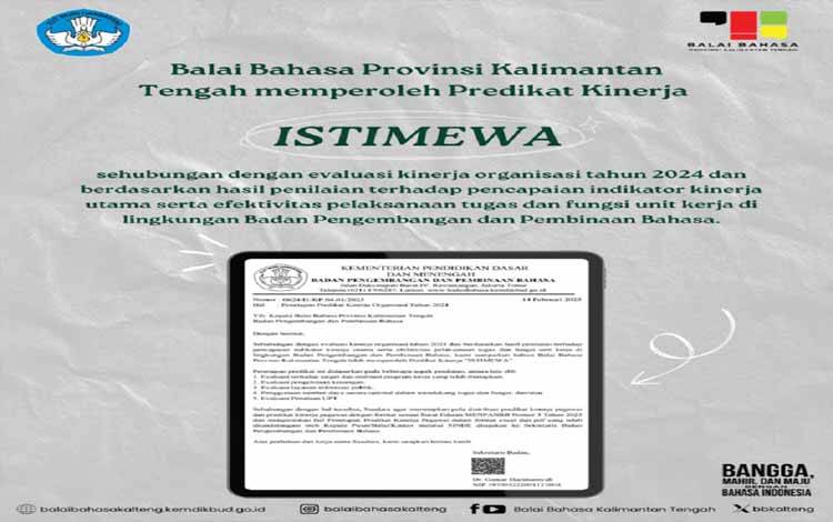 Balai Bahasa Berhasil Raih Predikat Istimewa Evaluasi Kinerja Organisasi 2024