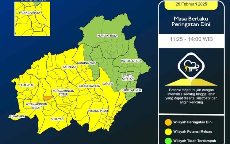 Prakiraan Cuaca Kalteng: Hujan Lebat dan Angin Kencang Berpotensi Terjadi Hingga 3 Maret