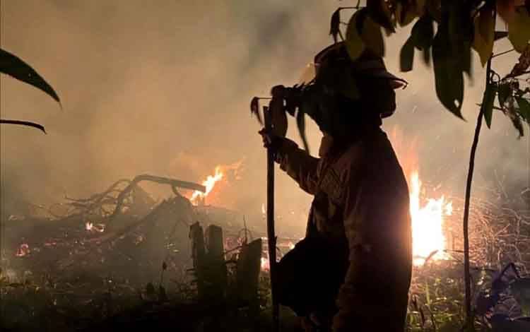 BPBD dan Damkarmat Barito Utara Lakukan Pemadaman Karhutla di Jalan Rapen