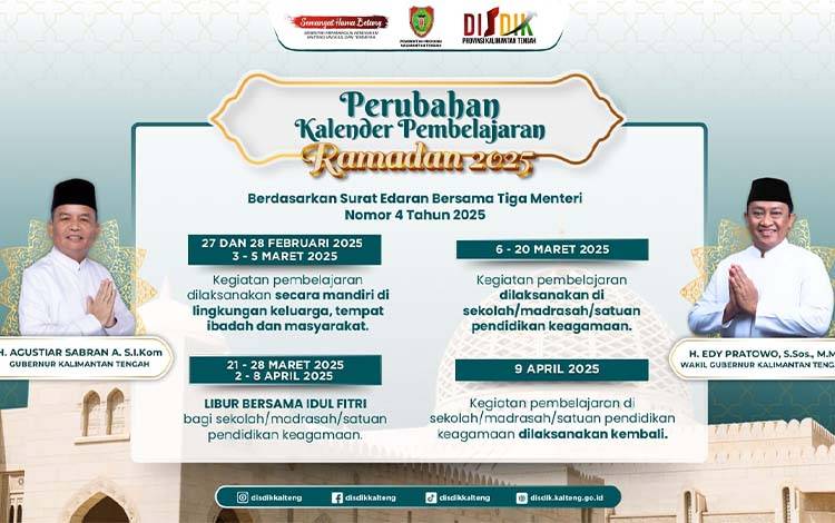 Disdik Kalteng Sesuaikan Jadwal Libur Ramadan dan Idulfitri 2025