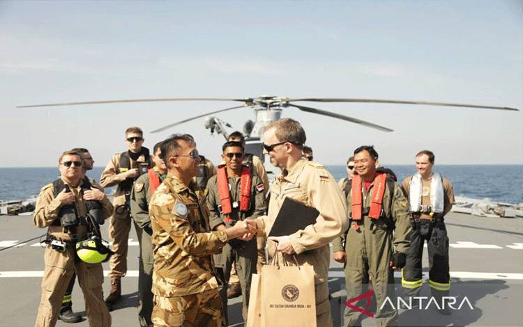 Pasukan MTF Indonesia dan MTF Jerman menggelar latihan bersama di bidang pengendalian helikopter di atas laut Mediterania, Sabtu (8/3/2025) (ANTARA/Ho-Humas TNI AL)