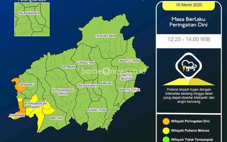 Seminggu Kedepan Kalteng Diprediksi Hujan, Waspada Banjir-Angin Kencang