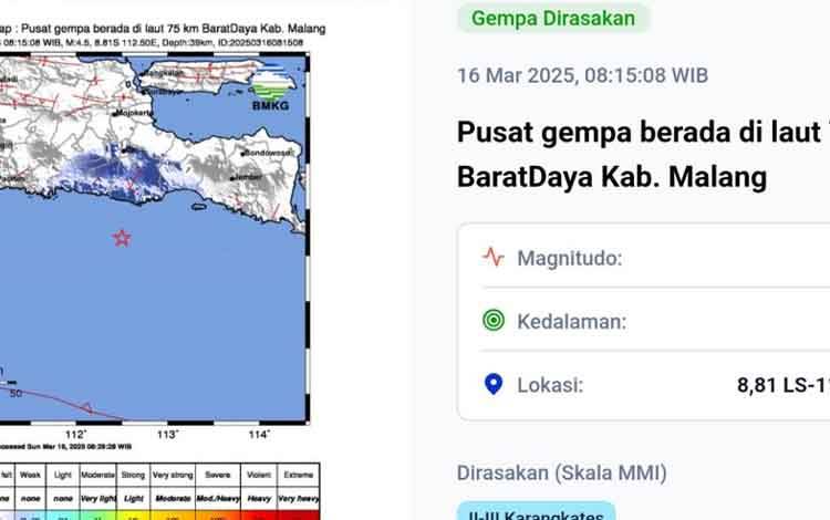 BMKG: Gempa M 4,5 di Kabupaten Malang karena Aktivitas Zona Subduksi