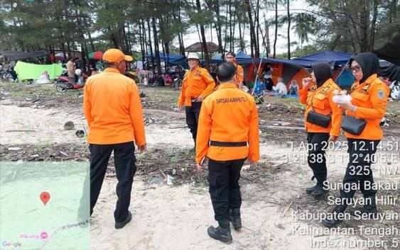 BPBD Seruyan Turunkan Personel Dukung Pengamanan Pantai Sungai Bakau Saat Lebaran