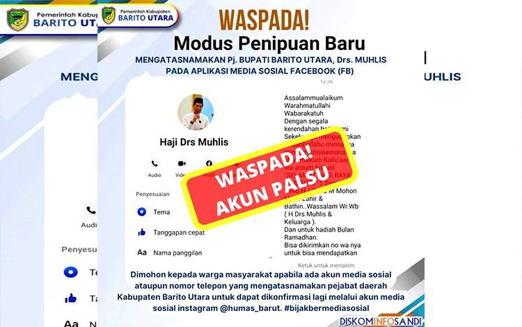 Masyarakat Diminta Waspada Penipuan Modus Akun Palsu Mengatasnamakan Pj Bupati Barito Utara