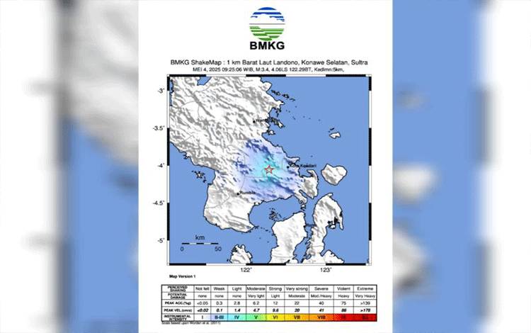 BMKG: Aktivitas Sesar Pelosika Sebabkan Gempa di Konsel hingga Kendari