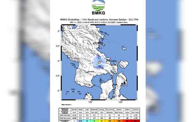 BMKG: Aktivitas Sesar Aktif Sebabkan Gempa di Konsel hingga Kendari