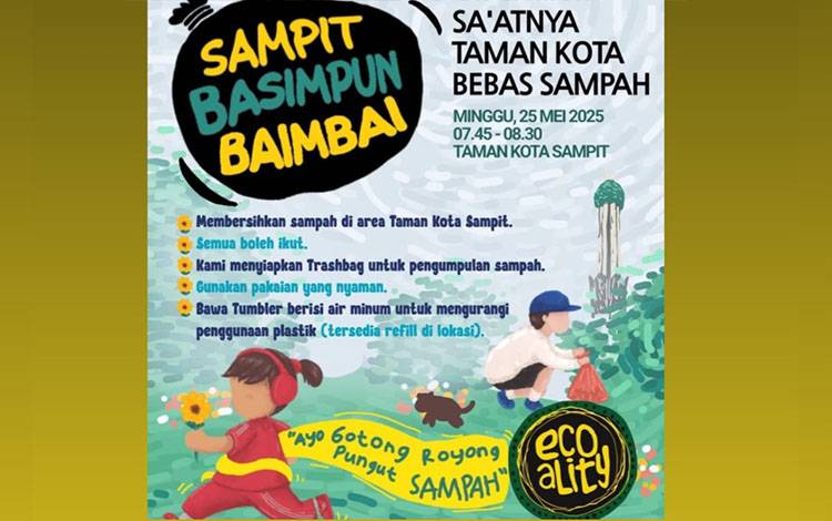 Komunitas Ecoality People Ajak Warga Sampit Aksi Bersih Taman Kota Lewat Gerakan Basimpun Baimbai, Cek Tanggalnya