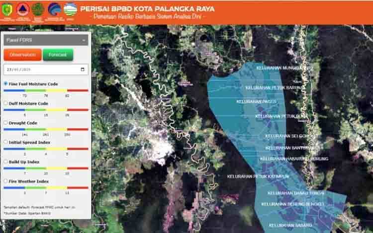 Risiko Kebakaran Lahan di Palangka Raya Rendah Berdasarkan Data Perisai BPBD