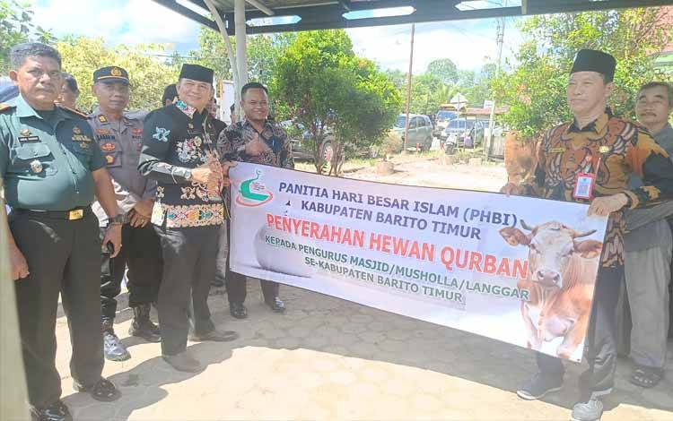 Pemkab Barito Timur Serahkan 95 Ekor Sapi kurban untuk Masjid dan Langgar di 10 Kecamatan
