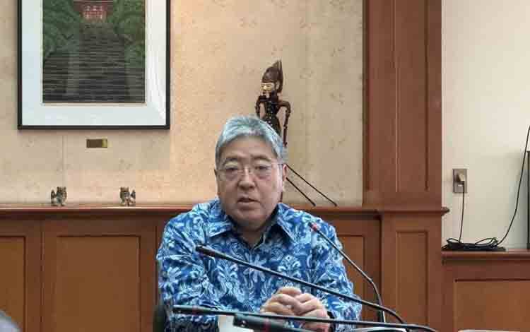 Duta Besar Jepang untuk Indonesia Masaki Yasushi dalam arahan pers di Jakarta, Kamis (5/6/2025). (ANTARA/Cindy Frishanti)