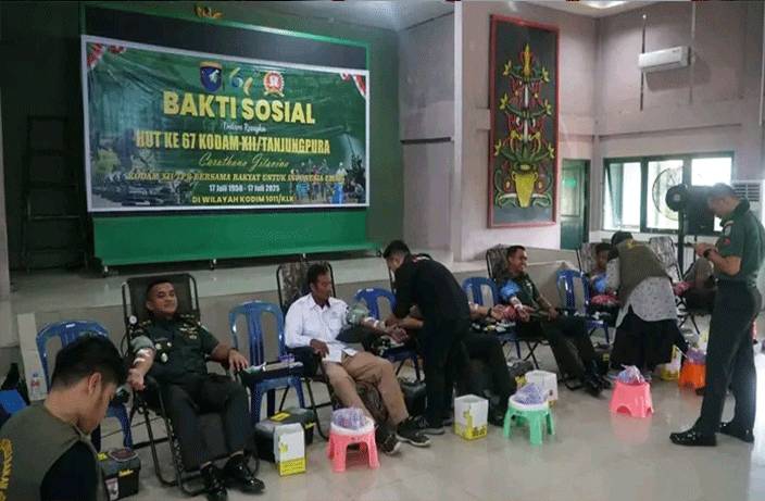 Rayakan HUT ke-67 Kodam XII/Tanjung Pura, Kodim 1011/Klk Gelar Donor Darah
