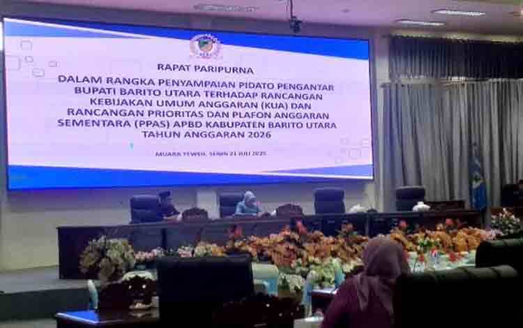 Pemkab Barito Utara Sampaikan Rancangan KUA dan PPAS Tahun 2026 dalam Rapat Paripurna DPRD