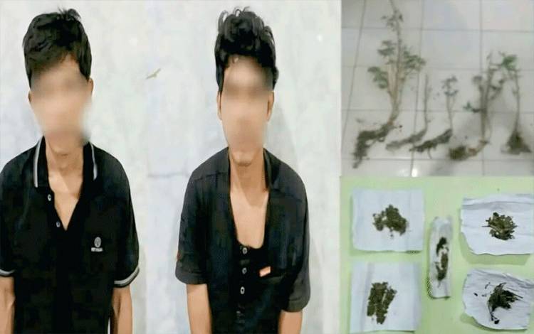 Kedua tersangka dan barang bukti diamankan di Mapolres OKU Selatan. ANTARA/HO-Polres OKU Selatan