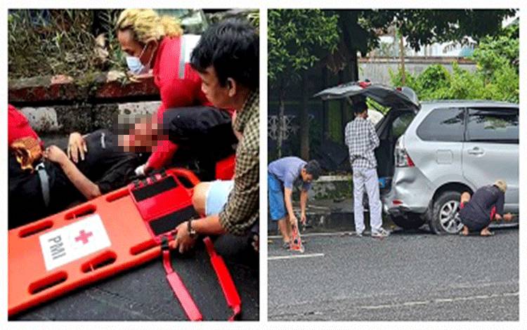 Sepeda Motor Tabrak Mobil Parkir di Jalan Hasanuddin Pangkalan Bun, Pengendara Luka Parah