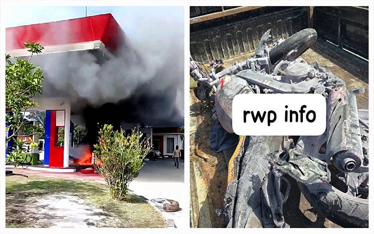 Warga Panik Motor Yamaha Vixion Terbakar di SPBU Kumai