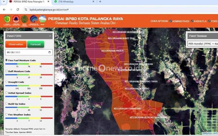 Tingkat Kemudahan Terbakar Lahan di Palangka Raya Sangat Tinggi, BPBD Ingatkan Masyarakat Waspada Karhutla