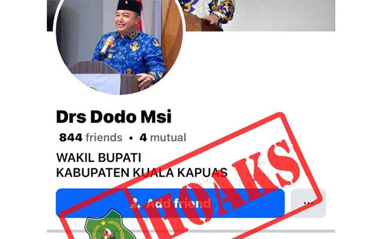 Warga Kapuas Diimbau Waspada Akun Facebook Palsu Mengatasnamakan Wakil Bupati